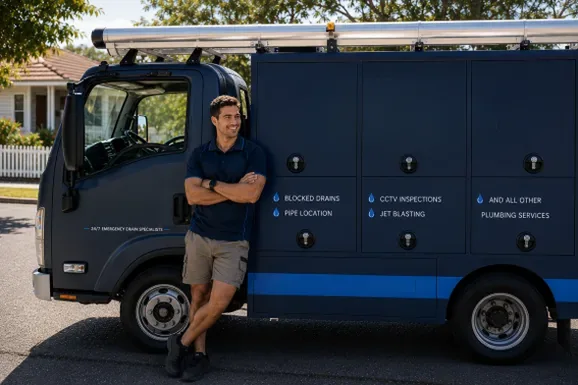 Licensed Balmain plumber at the van