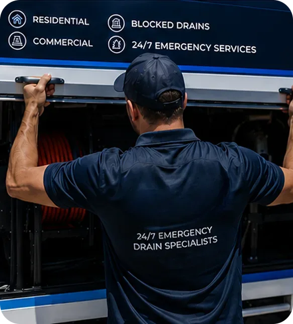 A licensed Balmain plumber at the service van